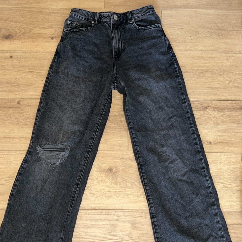 Garage size:03  wide leg black jeans high waisted